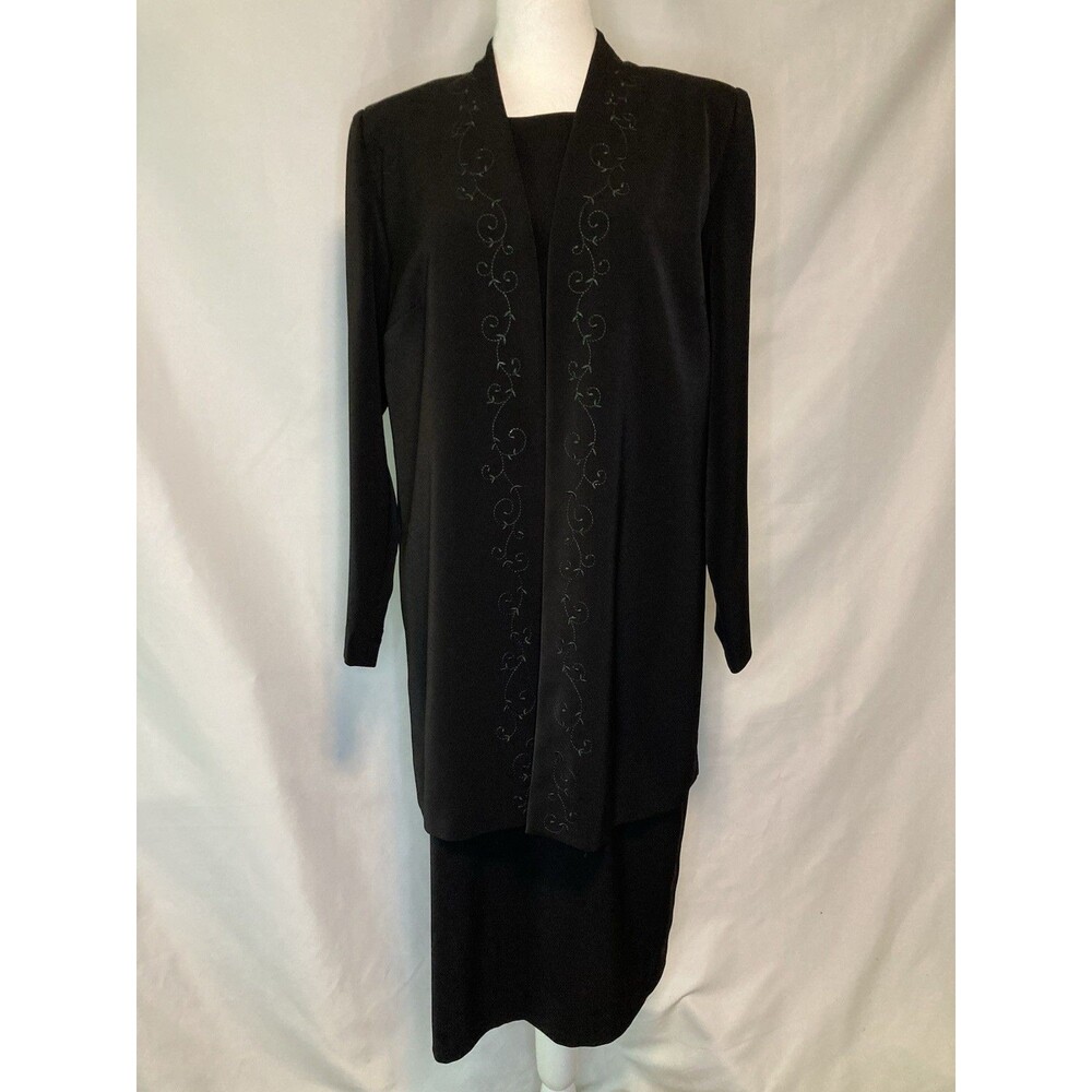 VTG Leslie Fay Dress Suit 12 Black Career Business Formal 1 Pc Sophisticated EUC